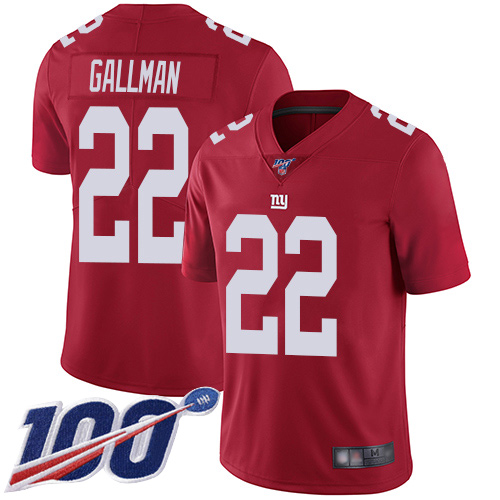 Men New York Giants #22 Wayne Gallman Red Limited Red Inverted Legend 100th Season Football NFL Jersey